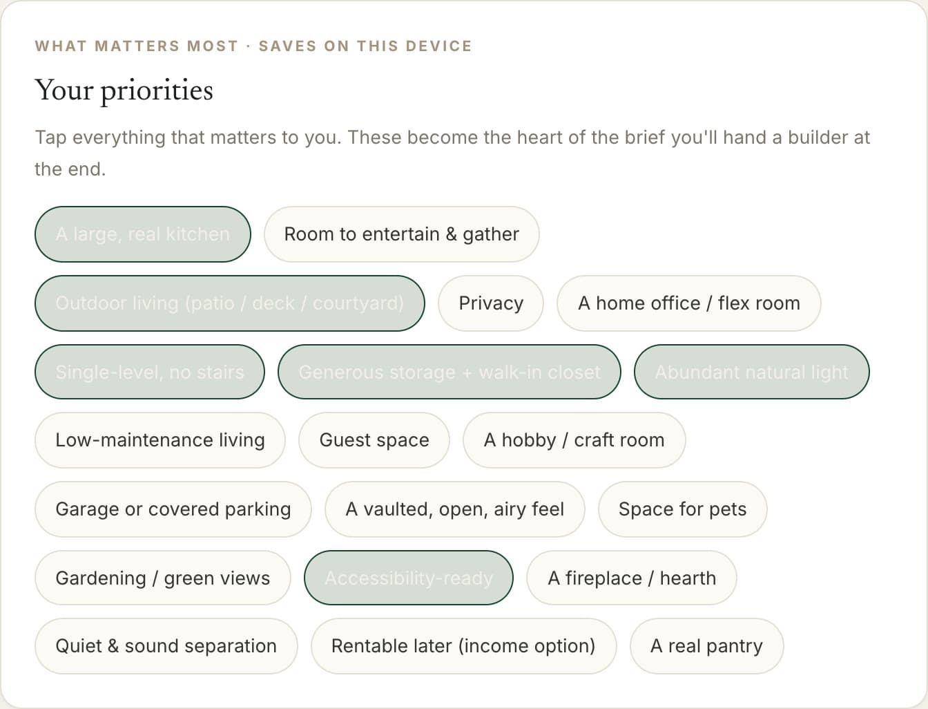 The priority picker from the guide, with several priorities selected