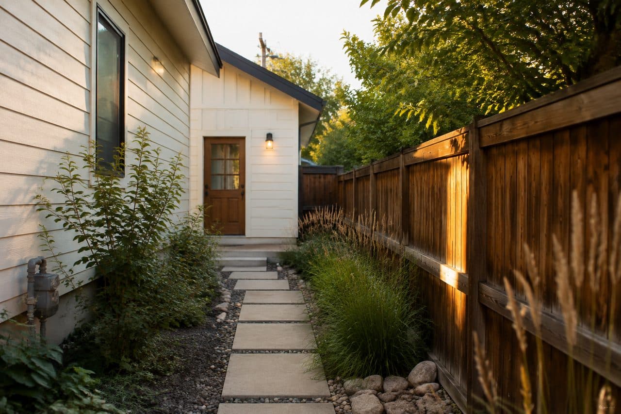 ADU built for rental income: a detached unit with its own private entrance and garden path